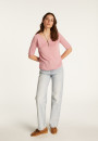 T-shirt col V en lin flammé - Bonbon