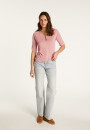 Flamed linen V-neck t-shirt - Bonbon