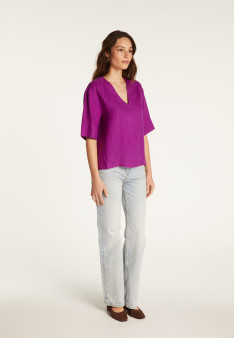 T-shirt col V en lin - Emma