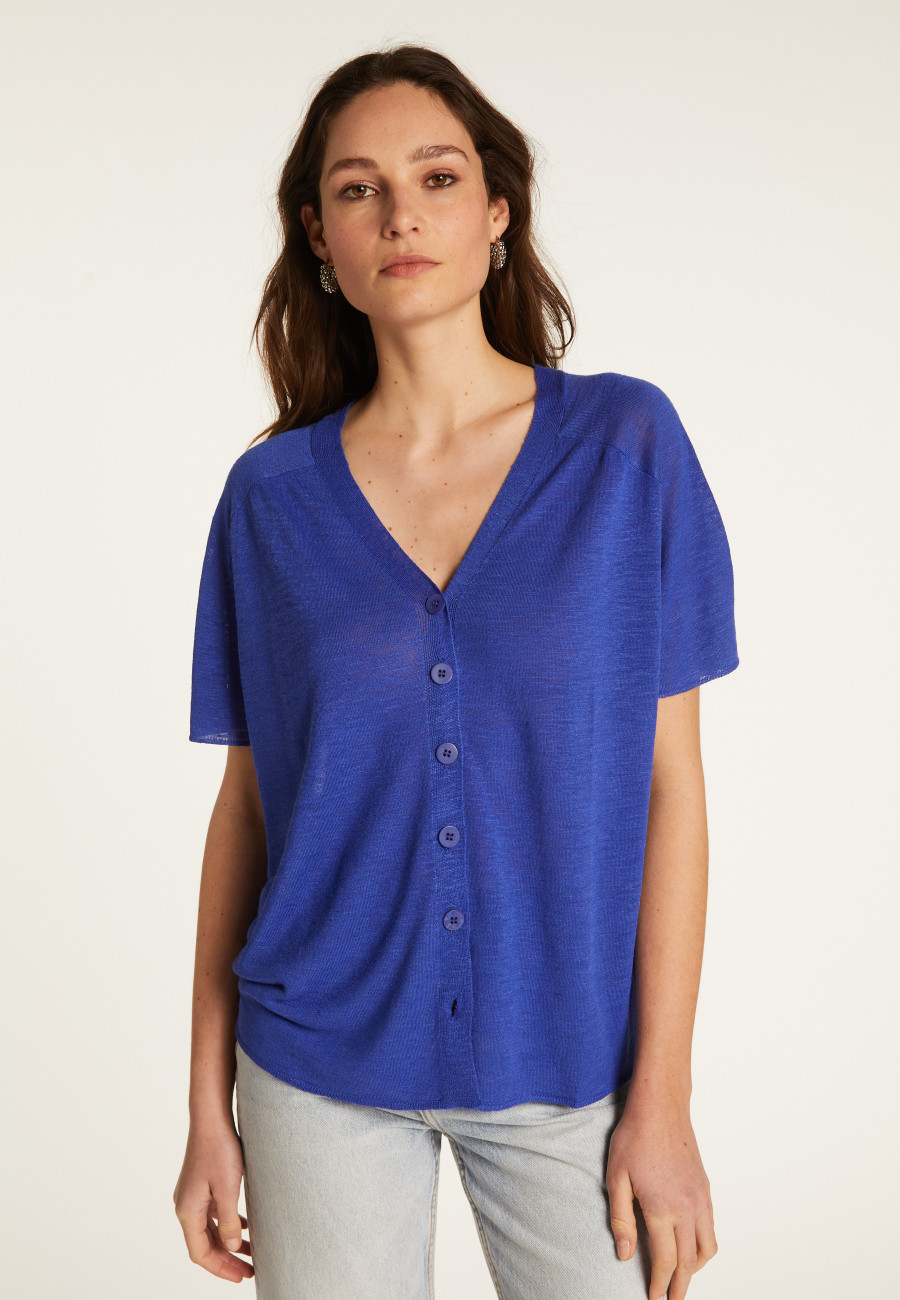 T-shirt à boutons en lin flammé - Lily T-shirt à boutons en lin flammé - Lily