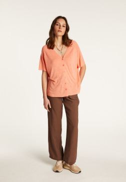 T-shirt à boutons en lin flammé - Lily