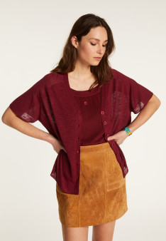 Flamed Linen Button T-Shirt - Lily