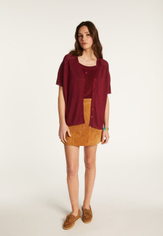 Flamed Linen Button T-Shirt - Lily