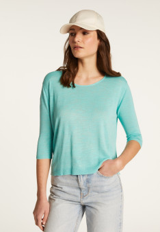 Round neck t-shirt in flamed linen - Domy