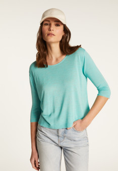 Round neck t-shirt in flamed linen - Domy