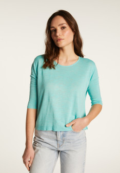 Round neck t-shirt in flamed linen - Domy