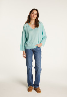 V-neck sweater in light thread - Delly