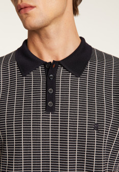Polo à carreaux Fil Lumière maille épaisse - Laurent 6140 marine - 05 Bleu marine