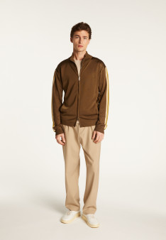 Veste zippée en fil lumière - Romuald 7767 kaki/raphia/citron - 83 Kaki