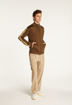 Veste zippée en fil lumière - Romuald 7767 kaki/raphia/citron - 83 Kaki