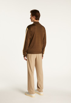 Veste zippée en fil lumière - Romuald 7767 kaki/raphia/citron - 83 Kaki