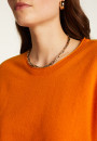 Pull ample boutonné à col rond en cachemire - Acene 7443 paon - 06 Bleu moyen