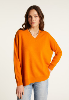 V-neck cashmere sweater with slits and ribbing - Alienor