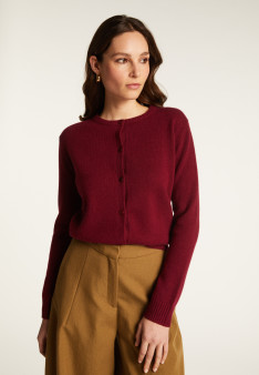 Cardigan en cachemire col rond boutonné - Adelys 7451 bronze - 83 Kaki