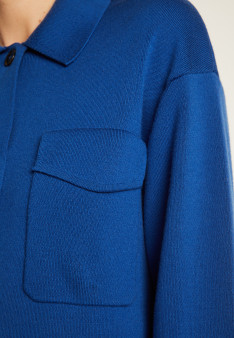 Veste boutonnée avec poches en laine mérinos - Giselle 7841 saphir - 03 Bleu foncé