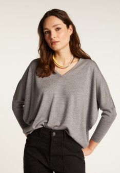 Pull col V en laine mérinos - Boxe