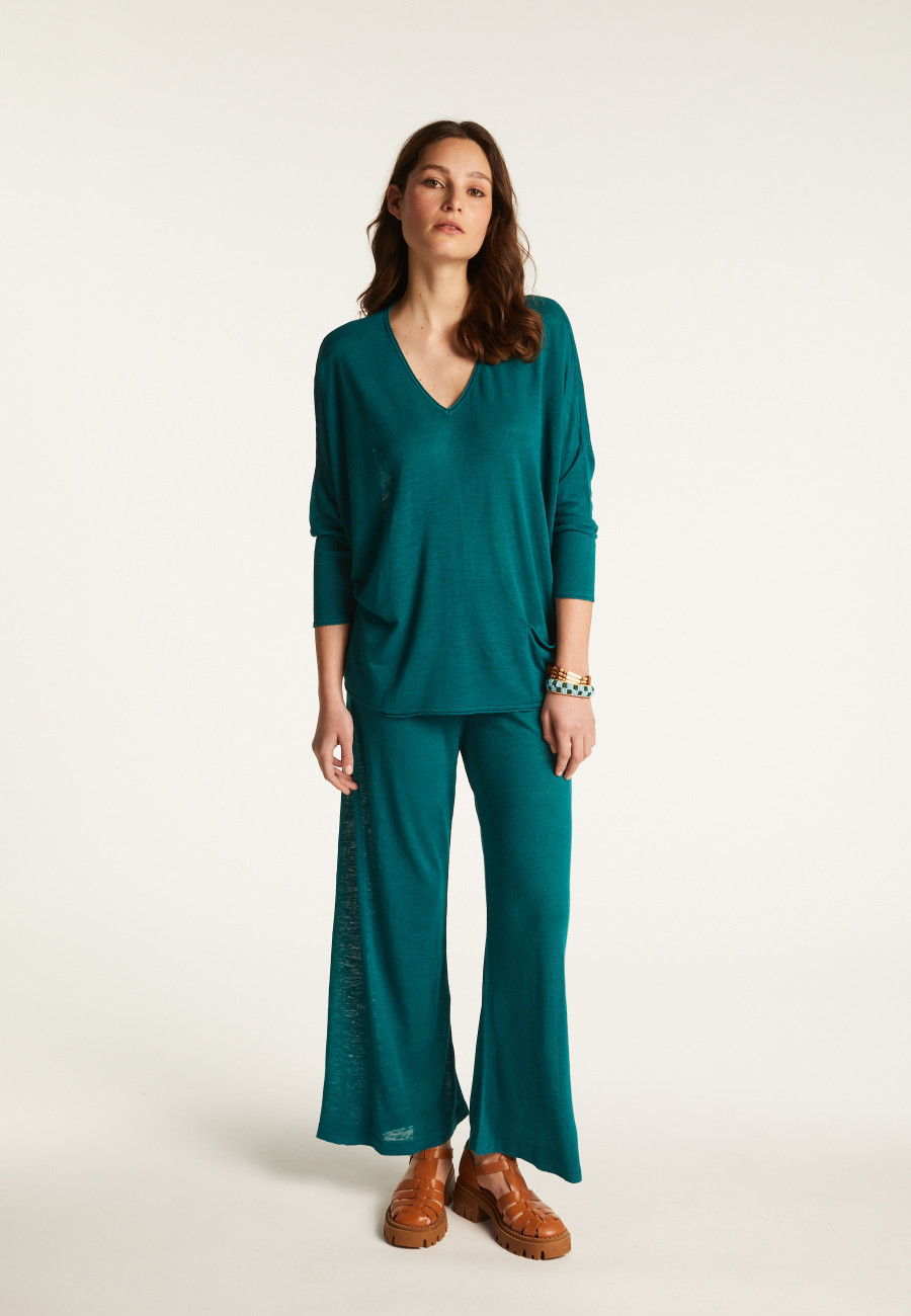 Batwing sleeve sweater in slub linen - Balou Batwing sleeve sweater in slub linen - Balou