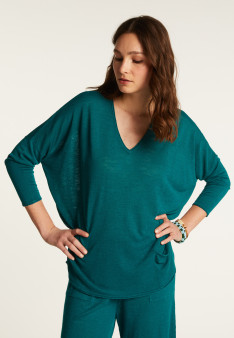 Batwing sleeve sweater in slub linen - Balou
