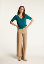 Flamed linen V-neck t-shirt - Bonbon