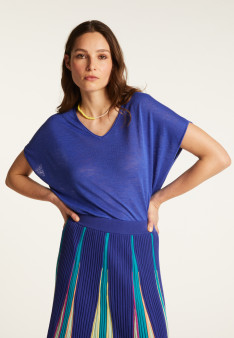 T-shirt col V en lin flammé - Larra
