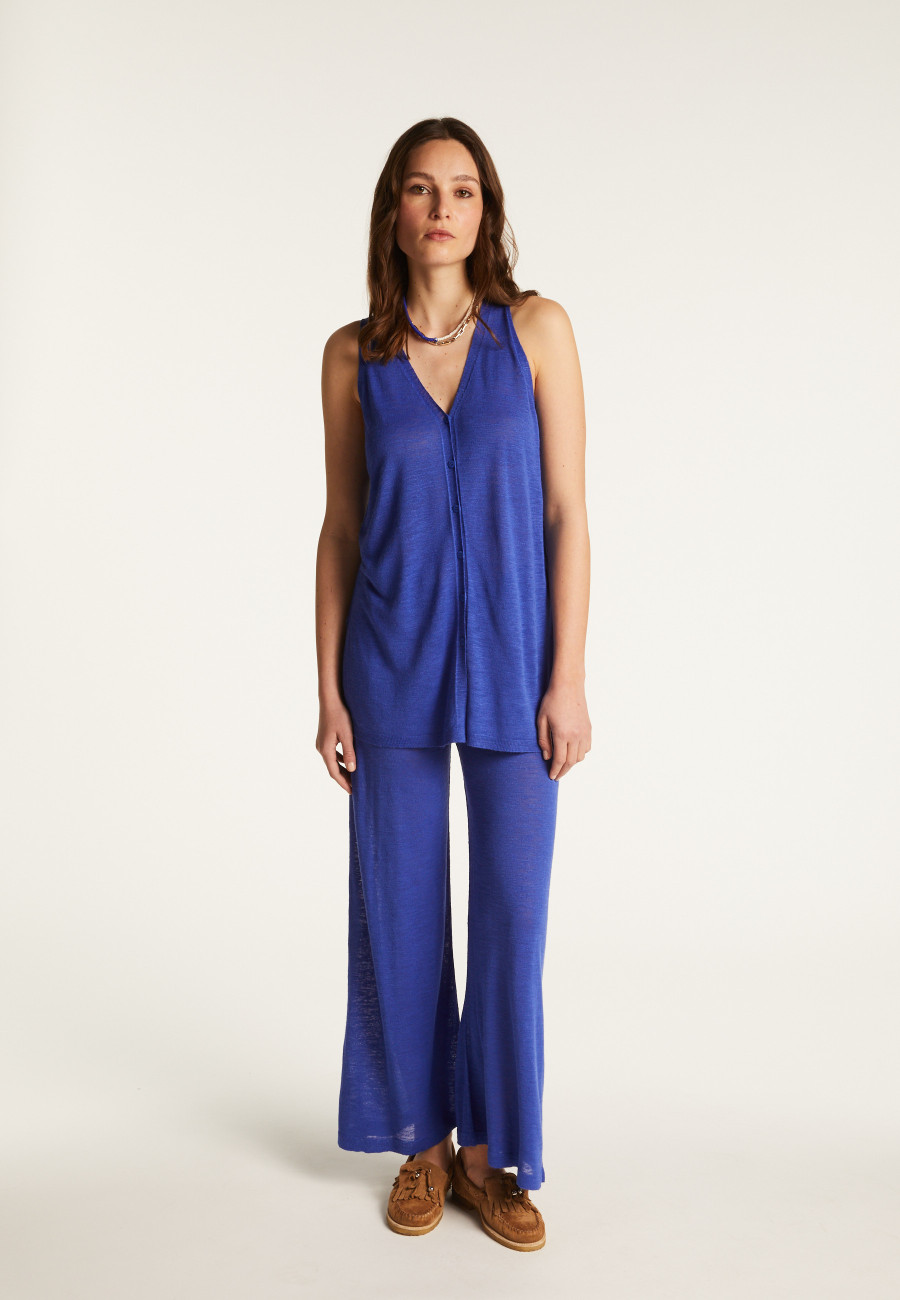 Short-sleeved flamed linen vest - Dara Short-sleeved flamed linen vest - Dara
