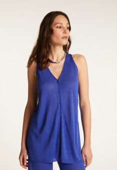 Gilet à manches courtes en lin flammé - Dara