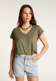 T-shirt col V en coton - Dasha