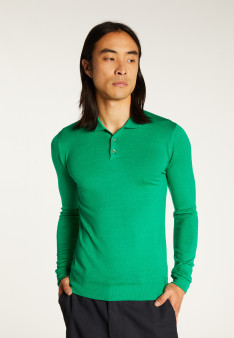 Jumper with polo collar in merino wool - Eni
