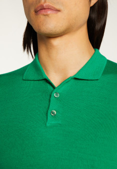 Jumper with polo collar in merino wool - Eni