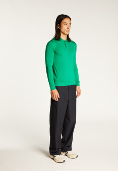 Jumper with polo collar in merino wool - Eni