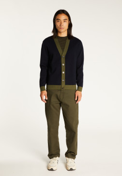 Two-tone merino wool cardigan - Silence