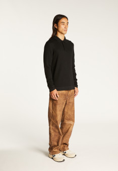 Long-sleeved polo shirt in merino wool - Sidney