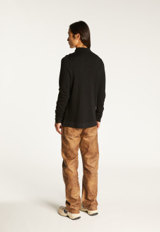 Long-sleeved polo shirt in merino wool - Sidney