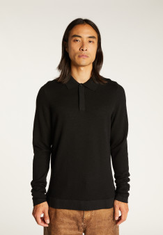 Long-sleeved polo shirt in merino wool - Sidney