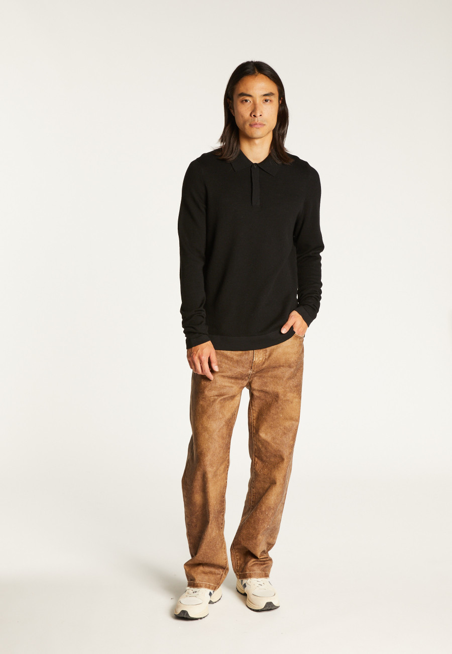 Long-sleeved polo shirt in merino wool - Sidney Long-sleeved polo shirt in merino wool - Sidney
