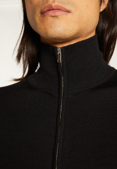 Gilet zippé avec logo en laine mérinos