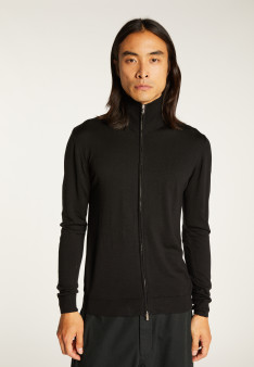 Gilet zippé avec logo en laine mérinos