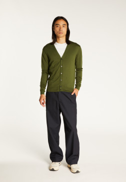 Gilet boutonné avec logo en laine mérinos