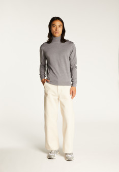 Turtleneck sweater with logo in merino wool - Enzo