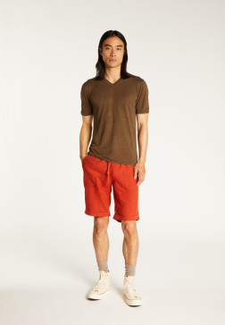 Slub linen V-neck T-shirt - Reuben