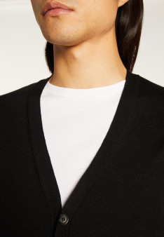 Gilet boutonné avec logo en laine mérinos - Etienne