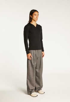 Wool sweater with Tunisian collar - Bono