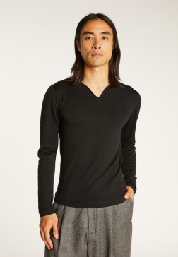 Wool sweater with Tunisian collar - Bono