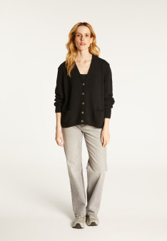 V-neck cardigan in wool and silk