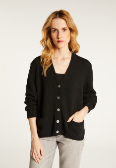 V-neck cardigan in wool and silk