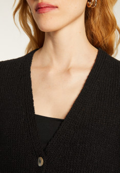 V-neck cardigan in wool and silk