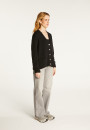 Cardigan en col V en laine et soie