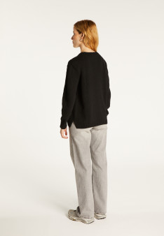 V-neck cardigan in wool and silk