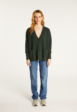 Buttoned V-neck cardigan with cashmere pockets - Achille