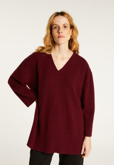 Loose sweater with slits in recycled cashmere and wool - Darius